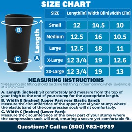 ABSOLUTE SUPPORT Above Knee Stump Shrinker, Amputee Compression Socks, 20-30 mmHg - Black, Medium, A520BL2