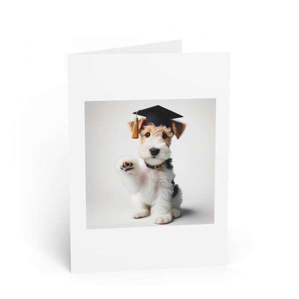 DistinctInk Greeting Card/Note Card - Wire Fox Terrier Puppy Graduation