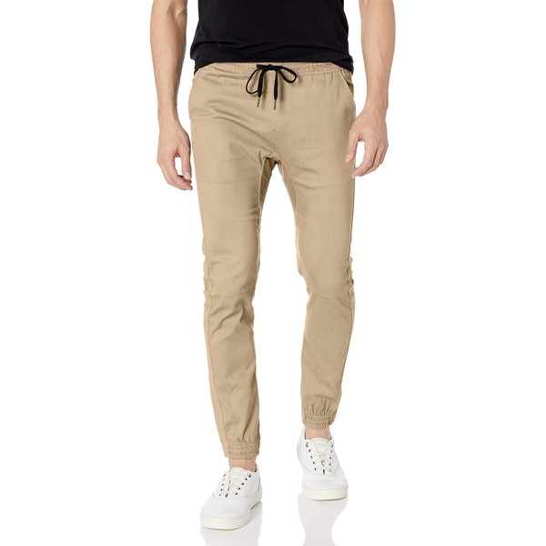 BROOKLYN ATHLETICS Men's Slim Fit Soft Twill Jogger Pants – Khaki, Large