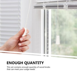 HOMSFOU 6Pcs White Wooden Cord Pulls for Window Blinds, 1.37 X 0.59 Inch Blind Cord Tassels, Decorative Knobs for Curtain, Indoor and Outdoor Use