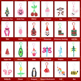 24PCS Christmas Beads Pets Advent Calendar 2024,Pony Beads Animals Keychain Making Kit with Instruction,Snowman Christmas Tree Christmas Hat Ultimate 9mm Beads DIY Art Crafts for Beginners