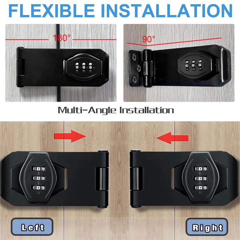 YanBous Hasp Lockable 4 Inch Security Hasp, Combination Lock, Door