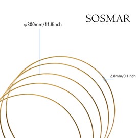 SOSMAR Pack of 6 30 cm Metal Rings for Crafts - Flower Ring Decoration Wedding Decoration Craft Metal Rings Dream Catcher Rings Macrame Rings Metal - Gold Coated
