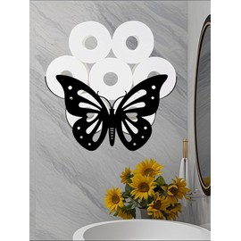 Butterfly Toilet Tissue Holder,Animal Paper Holders,Decorative Metal Papers Holder,Funny Toilet Animal Storage for Bathrooms,Bathroom Paper Organizer for Extra 8 Rolls Wall Mounted Art Decor