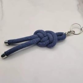 Knottinger Nautical Figure 8 Knotted Rope Keyring Key Chain Bag Charm Denim Blue