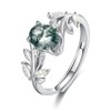 ECHOOY Moss Agate Rings 925 Sterling Silver Cubic Zirconia Green