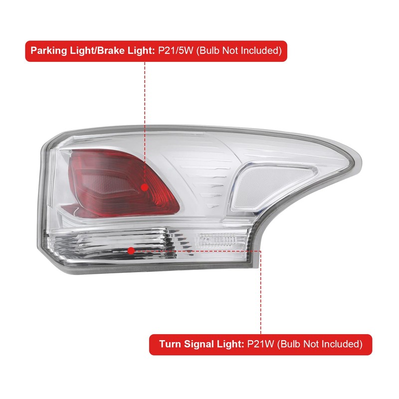 Tsomony For 2013-2015 Mitsubishi Outlander Halogen Tail Light (Right Side)