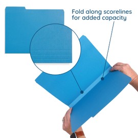 200 Blue Summit Supplies Blue File Folders with 1/3 Cut Tabs, Letter Size, Durable 11pt Paper, Uncoated Blue Paper, Colorful Blue File Folders for Office and Home Organization