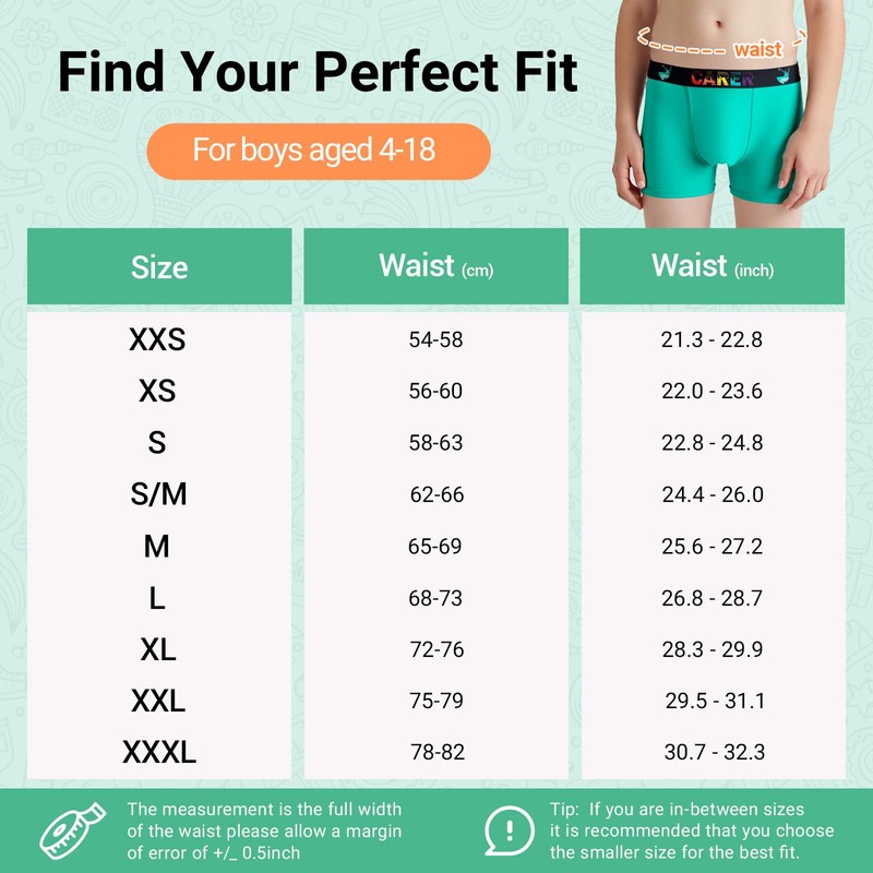 Carer 3 Pack Boys Incontinence Underwear Washable Reusable Kids Cotton