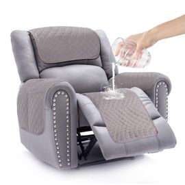 Kaket Armrest Cover, Headrest Cover for Recliner Sofa 4pcs Waterproof Recliner Chair Covers, Nonslip Armrest Slipcover Furniture Protector for Recliner, Chair, Sofa (Light Grey, 4pcs)