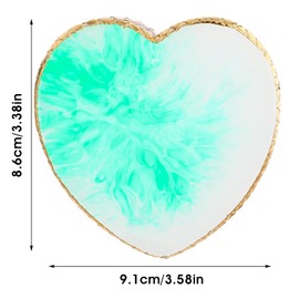 Sibba Resin Nail Art Palette Nail Mixing Palette Polish Color Mixing Plate Golden Edge Nail Holder Display Board Heart Shape Cosmetic Mixing Tools (Green)