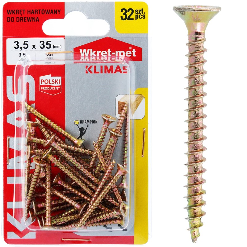 Klimas® Hardened Wood Screws Chipboard Screws Countersunk Head with PZ