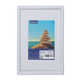 MAUL MAULart Picture Frame, 10 x 15 cm, Small Plastic Picture Frame for Portrait or Landscape Format, Picture Frame with Mount, Photo Frame, Ideal for Photos, Collage and Pictures, White