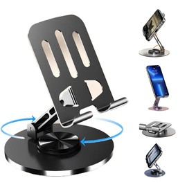 PQRQP Cell Phone Stand, Multi-Angel Adjustable 360° Rotation Non-Slip Metal Phone Stand Compatible with iPone Android Smartphone and Tablet Accessories Holder Portable Silicone Devices Foldable Mechanical Cellphone Mount Mobile - Color: Purple