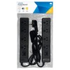 Jackson 4 Way Powerboard 2-Pieces, 90 cm Cable Length, Black