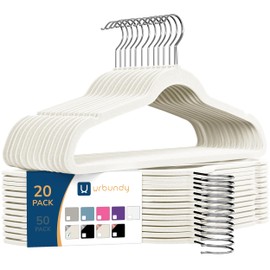 Ivory Velvet Hangers 20 Pack - Clothes Hangers Non Slip Felt Hangers - Durable Coat Hanger, Slim Design for Space Saving Hangers - Pants, Suits Or Sweater Hangers - Ganchos para Colgar Ropa Hangars