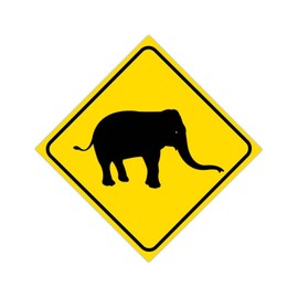 Alioyoit Caution Elephant Crossing Xing Sign Diamond Shape Metal Sign Beware of Elephant Warning Sign Safety Plaque for Farm Yard Office Study Novelty Gift for Boy