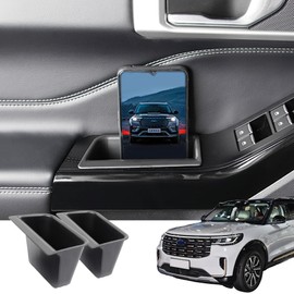 for Ford Explorer 2020 2021 2022 2023 Front Door Storage Box Door Side Organizer Tray Handle Insert Protector Door Pockets Phone Container Armrest Organizer for Ford Explorer 2023 Accessories (2 Pack)
