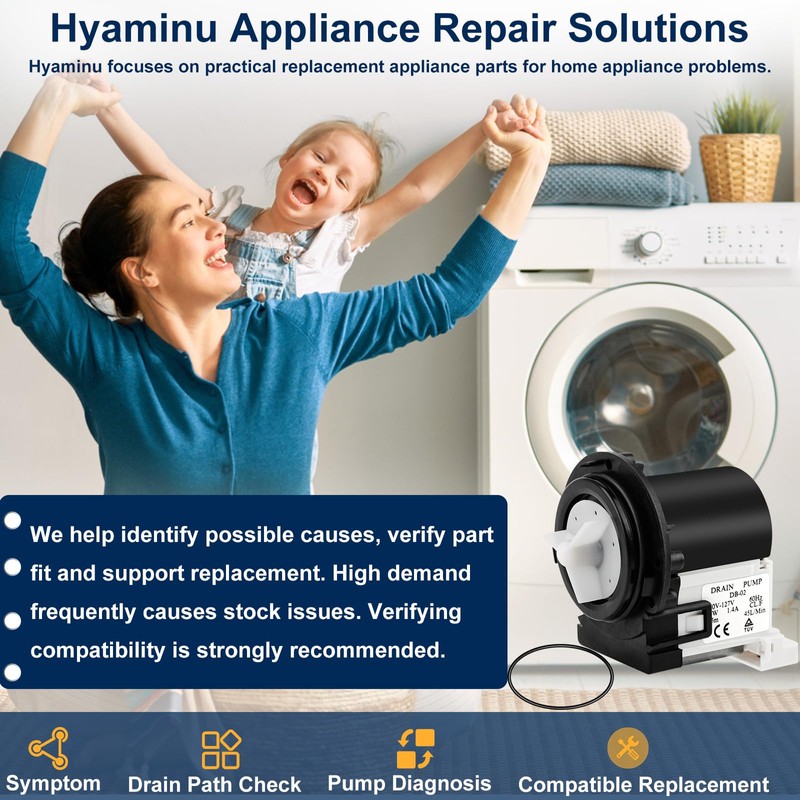 Hyaminu 4681EA2001T Washer Drain Pump Motor for LG & Kenmore