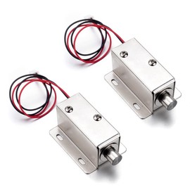 ATOPLEE 2pcs Electromagnetic Solenoid Lock,DC 12V 0.8A Door Drawer Tongue Down Slim Design Assembly Magnetic Lock for Cabinet Door Drawer,55X42X27mm