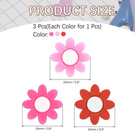 YELARXI Tennis Racket Vibration Dampener Soft Silicone Racket Shock Absorber, Fit for Tennis Racquet String - Flower Shaped (Light Pink/Hot Pink/Red, 3Pcs)