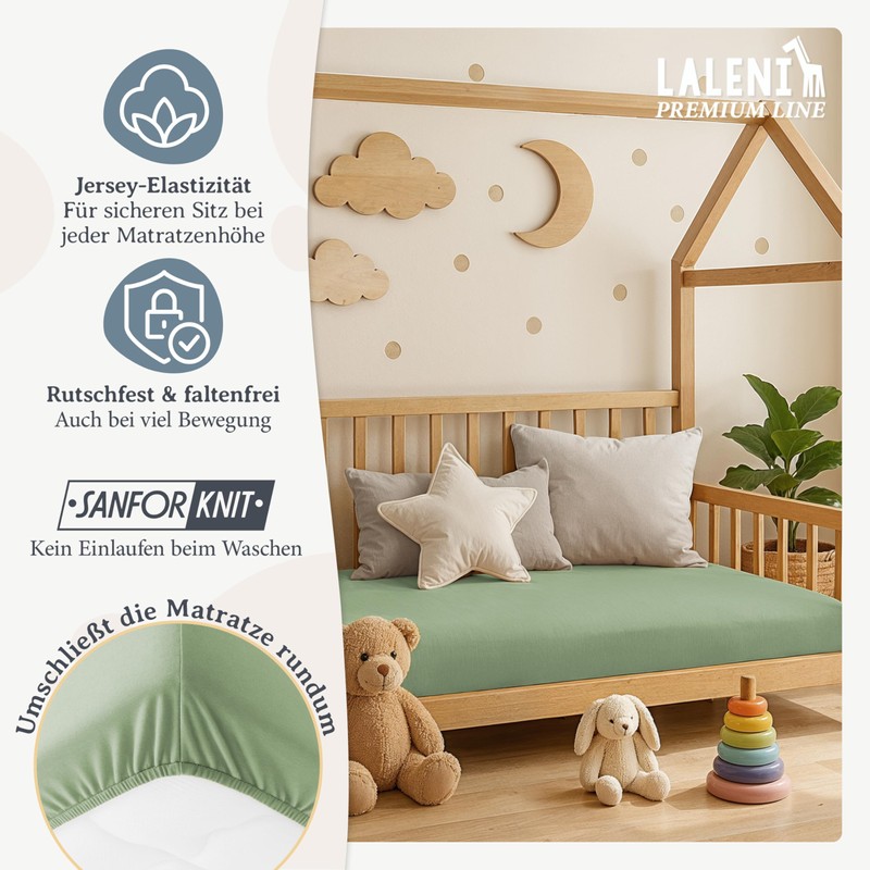 Laleni Premium fitted sheets for baby bed, breathable, 100% cotton
