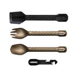 Gerber Gear ComplEAT Camping Utensils Set for Outdoor Cooking, Camping Cutlery with Fork, Spoon, Tongs, Spatula and Multi-Functional Tool, Burnt Bronze