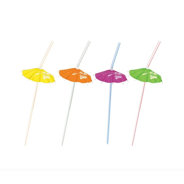 Unique Hawaiian Umbrella Straws, 9.5", Assorted Colors