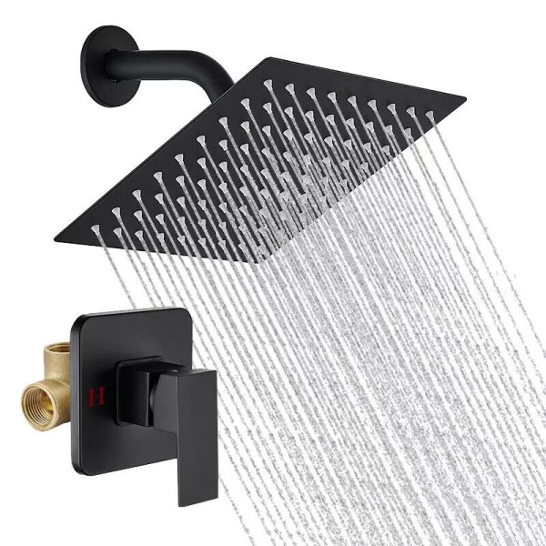 Unbranded Shower Faucet Set Black Rain Shower Head Combo with