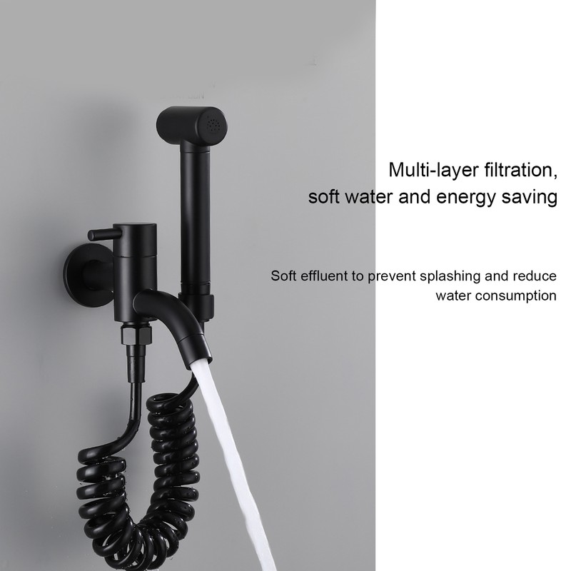 G1/2 Bidet Sprayer Handheld Black Alloy Toilet High Pressure Sprayer