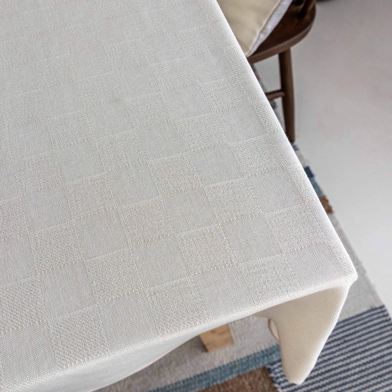 Home Brilliant Cream Table Cloth Rectangular, Solid Farmhouse Tablecloth for