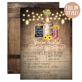 Country Rustic Sunflower Invitations, Rustic Elegant invites for Wedding Rehearsal Dinner, Bridal Shower, Engagement, Birthday, Bachelorette Party, Baby Shower, Reception, Anniversary, Housewarming