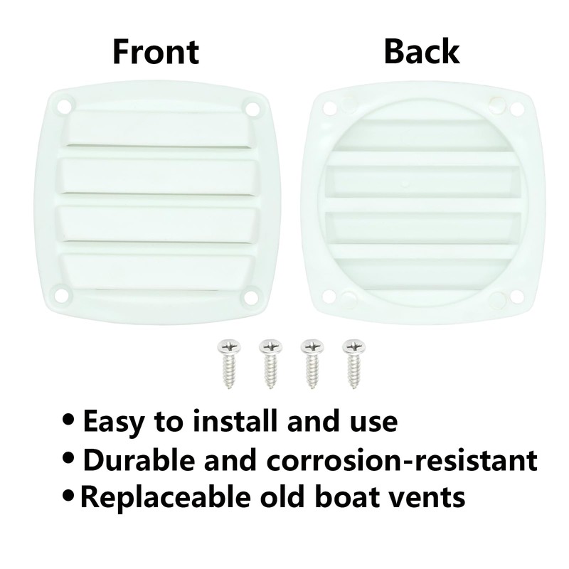 LEQMG Nylon Louvered Thru Vent,Plastic White Flush Marine Boat Vent,Free