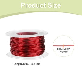 HARFINGTON 2pcs 20 Gauge Aluminum Craft Wire 0.8mm 98.5ft Flexible Bendable Anodized Metal Jewelry Sculpting Wire for Jewelry Making Modelling Craft DIY, Red