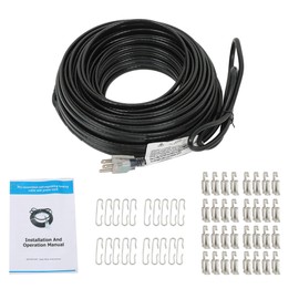 elfinrm 120FT Heating Tape for Roof and Gutters, Self-Regulating Heating Cable for Roof Deicing, Keeps Water Flowing at -158℉ (With Aluminum Hooks and Clips)