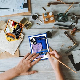 GLOBLELAND Car Clear Stamps Gear Road Sign Silicone Clear Stamp Seals Route 66 Transparent Stamps for DIY Scrapbooking Cards Making Photo Album Journal