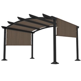 FLORALEAF 10' × 16' Pergola Shade Cover Universal Replacement Canopy Cover Outdoor Durable Fabric Sun Shade Cloth for Deck Patio Porch Backyard Gazebo with Grommets & Weighted Rods, Brown