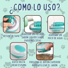 2pcs Cepillo Dispensador Jabón Para Baño Mascotas Perros Gatos Cepillo para bañar perro y gato portátil, dispensador de shampoo, para cuidado y belleza de perros de pelo largo y corto, cerdas de silicona suave, adecuado para sanitización y limpieza de ani