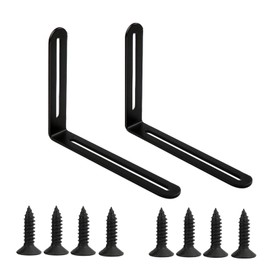 Set of 2 Elbow L-Shaped Right Angle Connector Angle Connector Black 120 x 165 x 24 mm with 2 Slot 90 Degree Furniture Corner Angle for Table Chair Bookshelf Surface Brushed