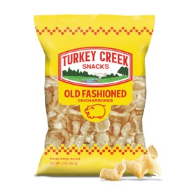 Turkey Creek Old Fashioned Chicharrones, Fried Pork Rinds - Original Flavored Pork Skins - Low Carb, Gluten-Free, Protein Snack - 2oz (Pack of 12)