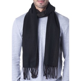 HAMMER ANVIL Mens Plaid Scarf Ultra Soft Winter Scarves Unisex Brown & Black Striped