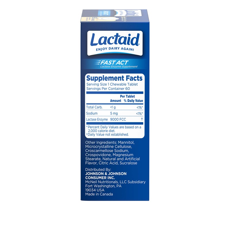 LACTAID Fast Act Chewables Vanilla Twist 60 ea (Pack of