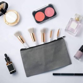 24 Pack Canvas Makeup Bags DIY Craft Blank Zipper Bulk Multipurpose Cosmetic Travel Toiletry Bag (Black, Gray, and White)