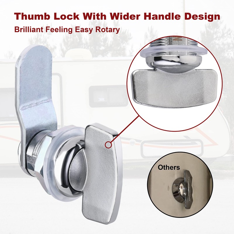 Naissian 7/8 Inch Thumb Lock,RV Compartment Latch,Shower Door Lock Latch