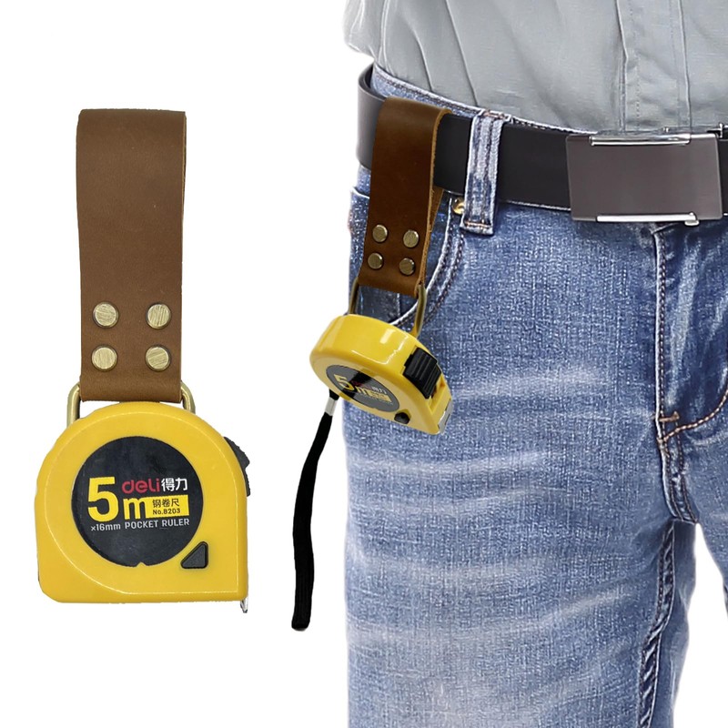 Tape Measure Holder with Leather Belt Clip - Heavy Duty