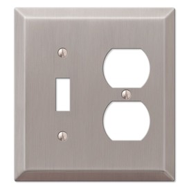 AMERELLE 163TDBN Century Single Toggle/Single Duplex Steel Wallplate in Brushed Nickel
