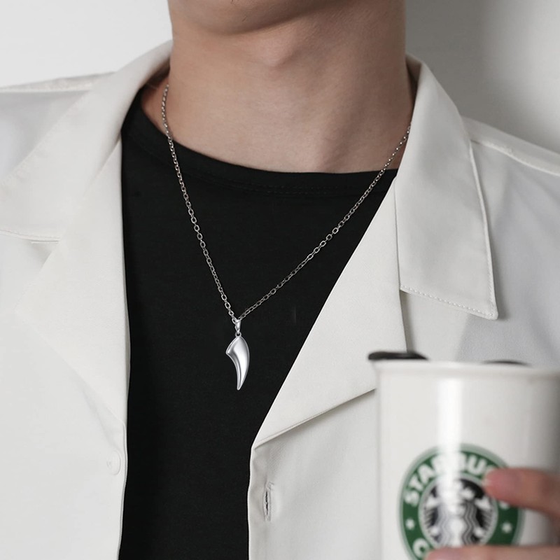 VONALA Wolf Tooth Pendant Urn Necklace Sterling Silver Memorial gifts