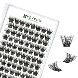 Lash Clusters,96pcs Individual Lashes C Curl 10mm Eyelash Clusters KEYYOU Volume Wispy Lash Extension Soft&Comfortable Easy DIY at Home(Y01 C-10mm)