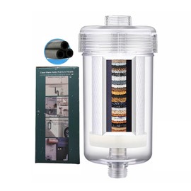 2 Micron High Flow Washing Machine Water Filter, Visible Washer Water Filter System, 99.5% Removal of Chlorine Fluoride, Heavy Metals, Scale, Clothes Yellowing, Reduces Dry Skin, Carbon Shower Filter