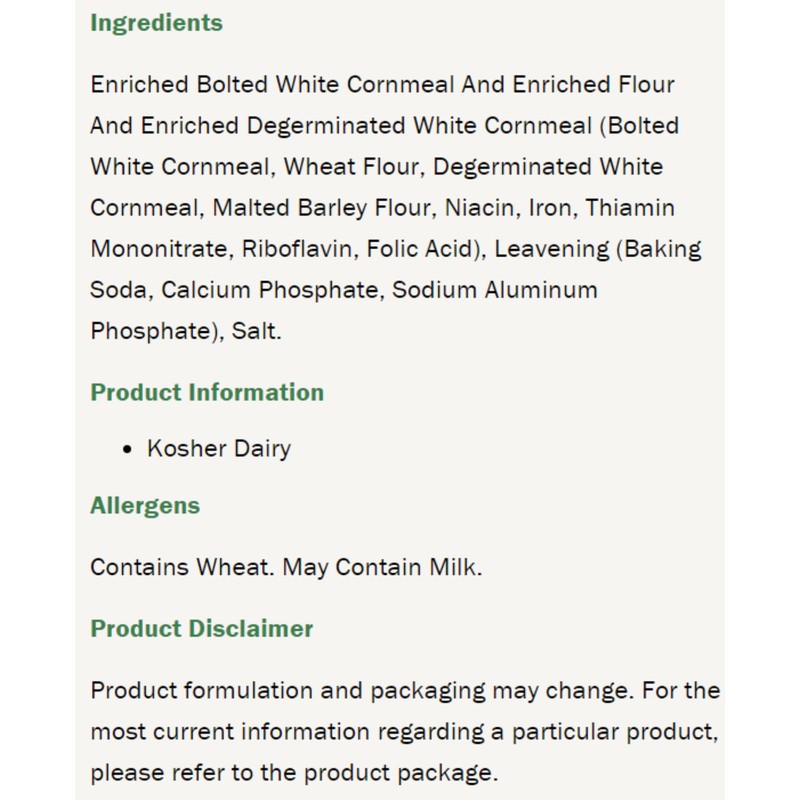White Lily Enriched White Cornmeal Mix - 2 lb. -